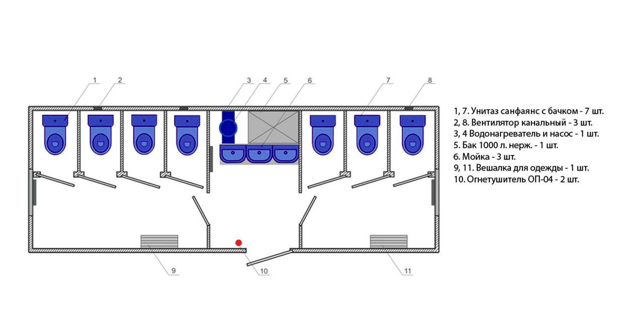 Вагон-дом санузел 8000х2500 мм купить, цена в Пензе | МеталлЭнергоХолдинг